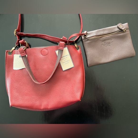 NWT • G.H. Bass & Co. Reversible Bag • Red & Brown - Picture 5 of 13